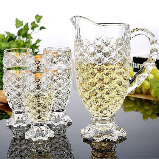 Single Pineapple Water Shaped Pattern Crystal Jug - 1300 ML