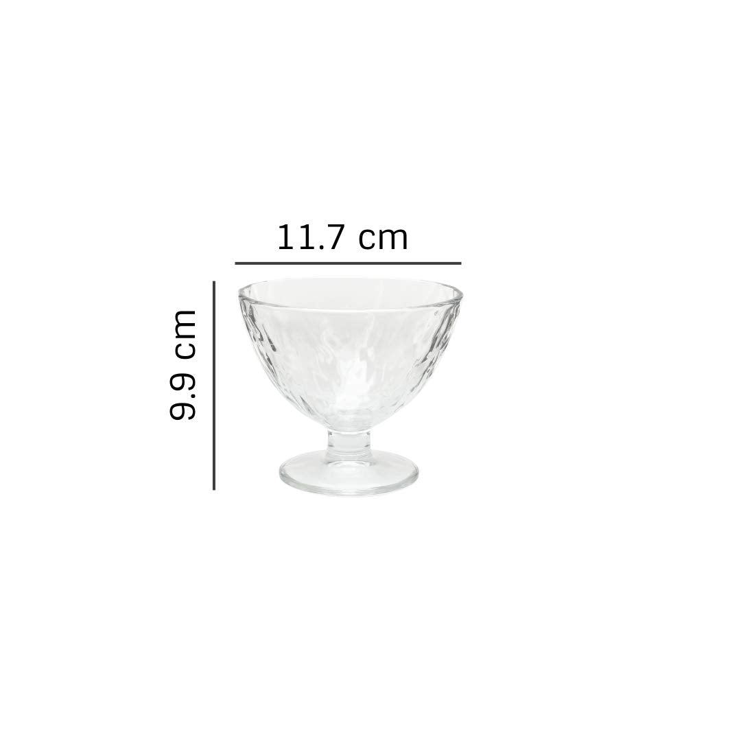 Raised Diamond  Design  Glass Ice-Cream Cup -  280 ML (Pack Of 6)