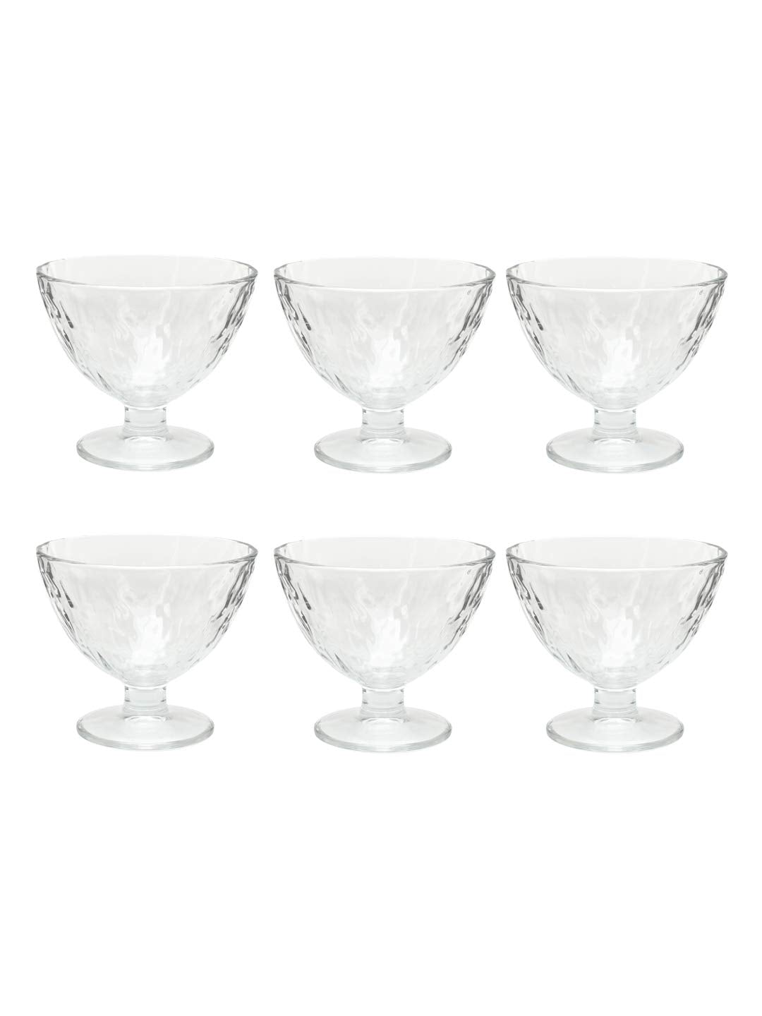 Raised Diamond  Design  Glass Ice-Cream Cup -  280 ML (Pack Of 6)