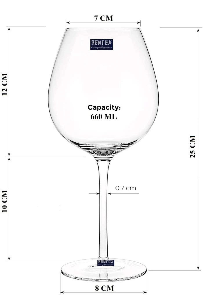 Big Size Crystal Wine Glass Set - 680ml (Pack Of 6)
