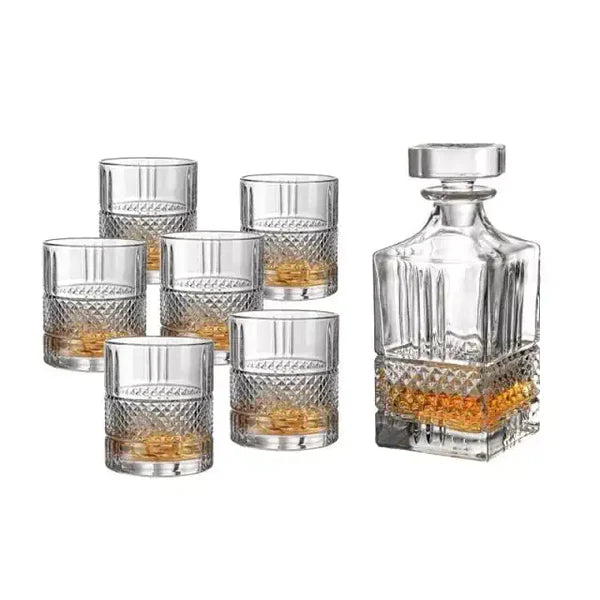 Crystal Clear 7 Pcs Decanter and 6 pcs Glasses Set