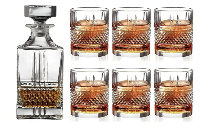 Crystal Clear 7 Pcs Decanter and 6 pcs Glasses Set