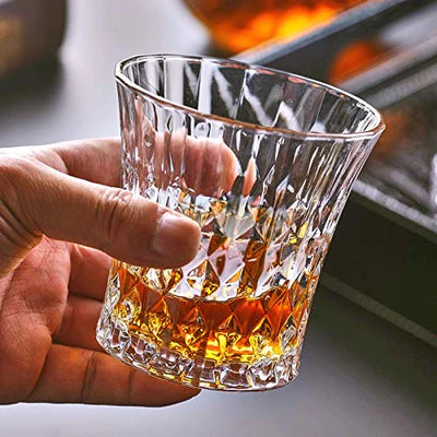 Diamond Cut Tumbler Whisky Glasses - 280 ML(Pack Of 6)