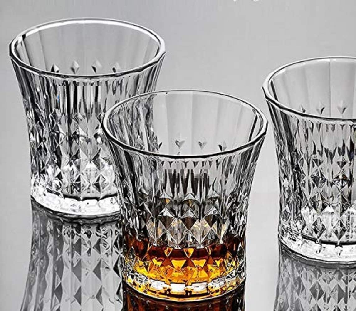 Diamond Cut Tumbler Whisky Glasses - 280 ML(Pack Of 6)