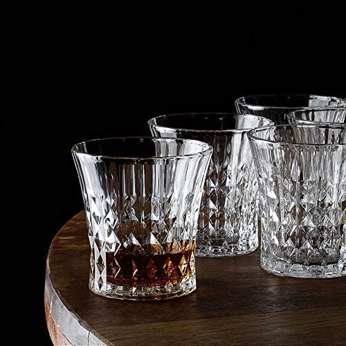 Diamond Cut Tumbler Whisky Glasses - 280 ML(Pack Of 6)