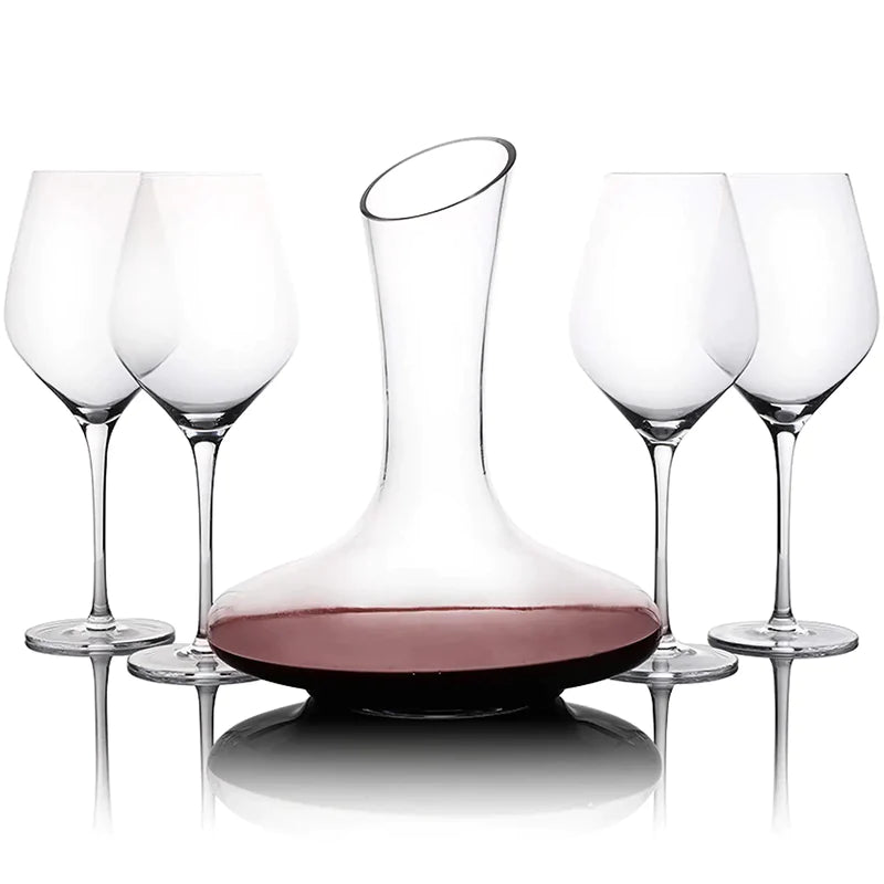 Crystal Wine Goblet Dispenser with Wine Glass Set - 1500ML