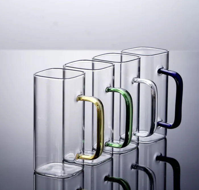 Crystal Clear Glass Mug with Handle-400ML (Pack Of 6)