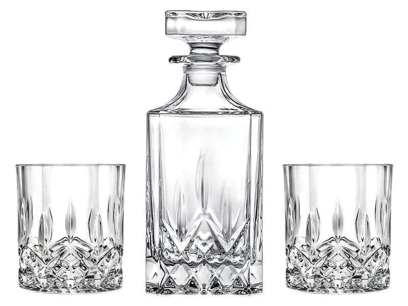 Embossed Whiskey Decanter (700ML) and Glasses (300ML) Set