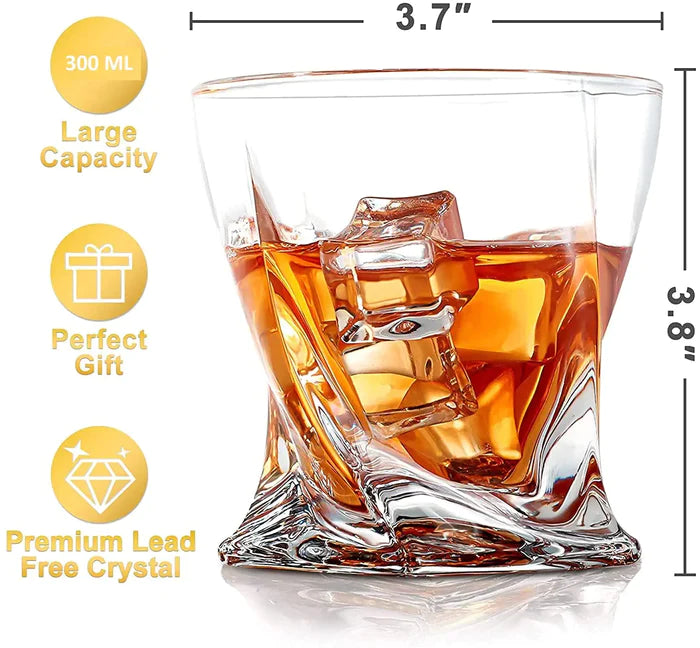 Twist Crystal Whiskey Glass- Clear 300 Ml(Pack Of 6)