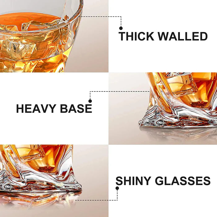 Twist Crystal Whiskey Glass- Clear 300 Ml(Pack Of 6)