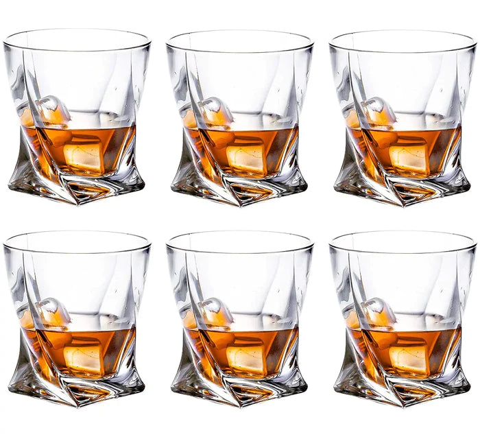 Twist Crystal Whiskey Glass- Clear 300 Ml(Pack Of 6)