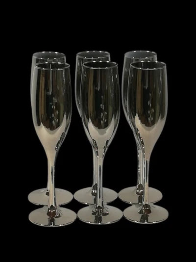 SILVER CHAMPAGNE GLASSES - 165ML (Pack Ok 6)