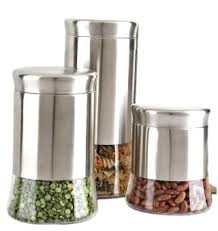 IndusBay Set of 3 , Food Grain Cereal Storage Airtight container Set  (Pack of 3, Silver)