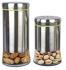 IndusBay Set of 3 , Food Grain Cereal Storage Airtight container Set  (Pack of 3, Silver)