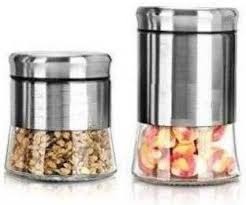 IndusBay Set of 3 , Food Grain Cereal Storage Airtight container Set  (Pack of 3, Silver)