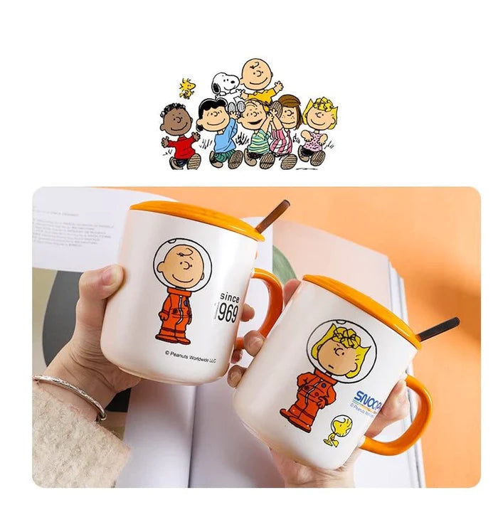 Snoopy Ceramic Coffee Mug - Coffee Mug with Lid, Design May Very-Pack of 01