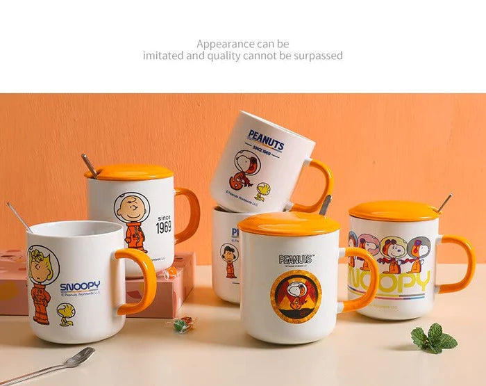 Snoopy Ceramic Coffee Mug - Coffee Mug with Lid, Design May Very-Pack of 01