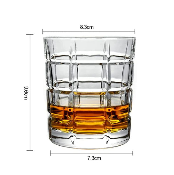 Square Checkered Design 1 Pcs Decanter with 6 Pcs Whiskey Glass - 7Pcs Set