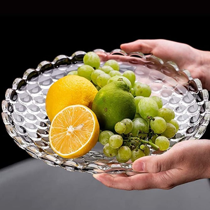 Crystal Bubble Glass Fruit Platter Bowl 1 Pcs
