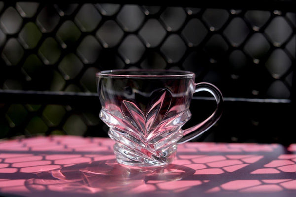 Floral Design Crystal Clear Glass Tea Cup 160 ml (Pack Of 6)