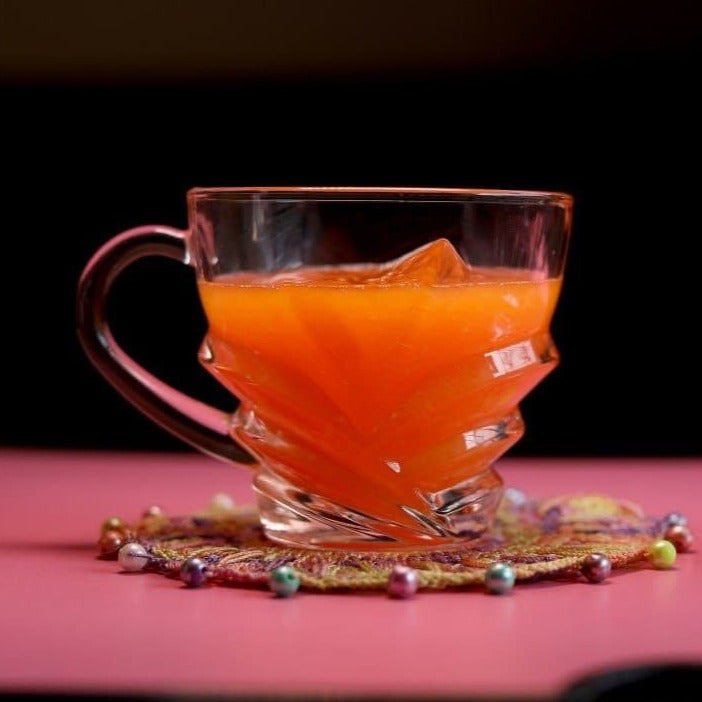 Floral Design Crystal Clear Glass Tea Cup 160 ml (Pack Of 6)