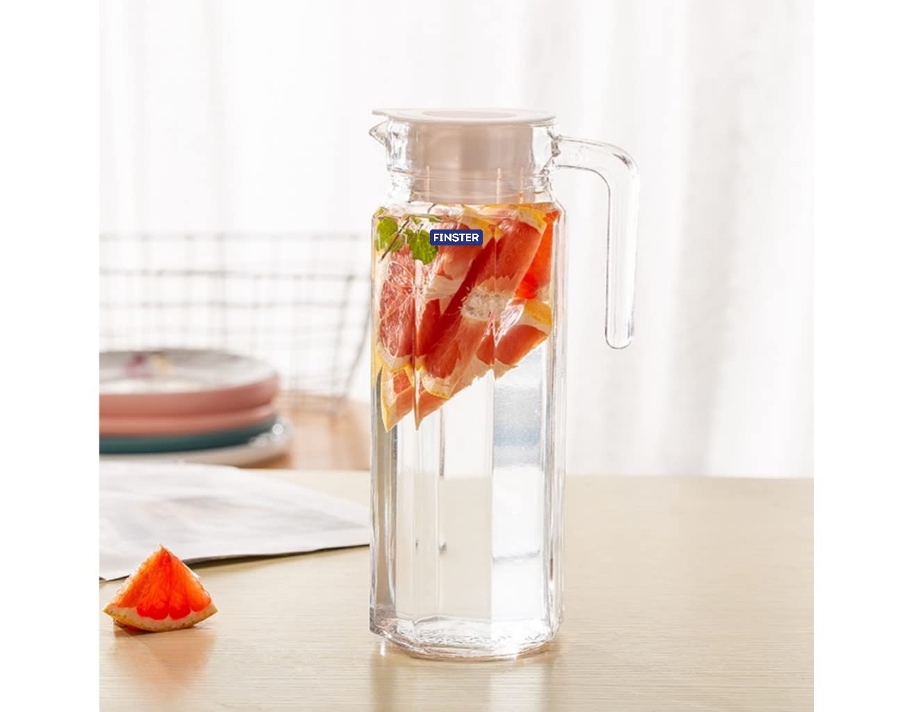 Italian Premium Glass Water Jug with Airtight Lid  (1100ML) (1 Pcs)