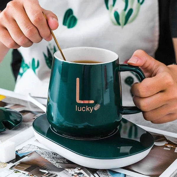 Buy Lucky Coffee Mug With Warmer, Lid and Spoon Online In India