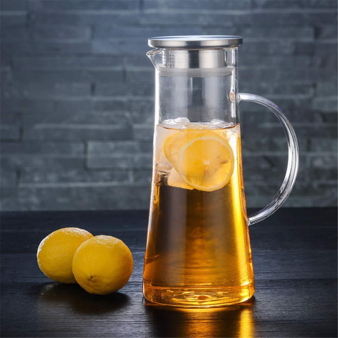 Glass Water Jug With Steel Lid ( 1.3LTR)