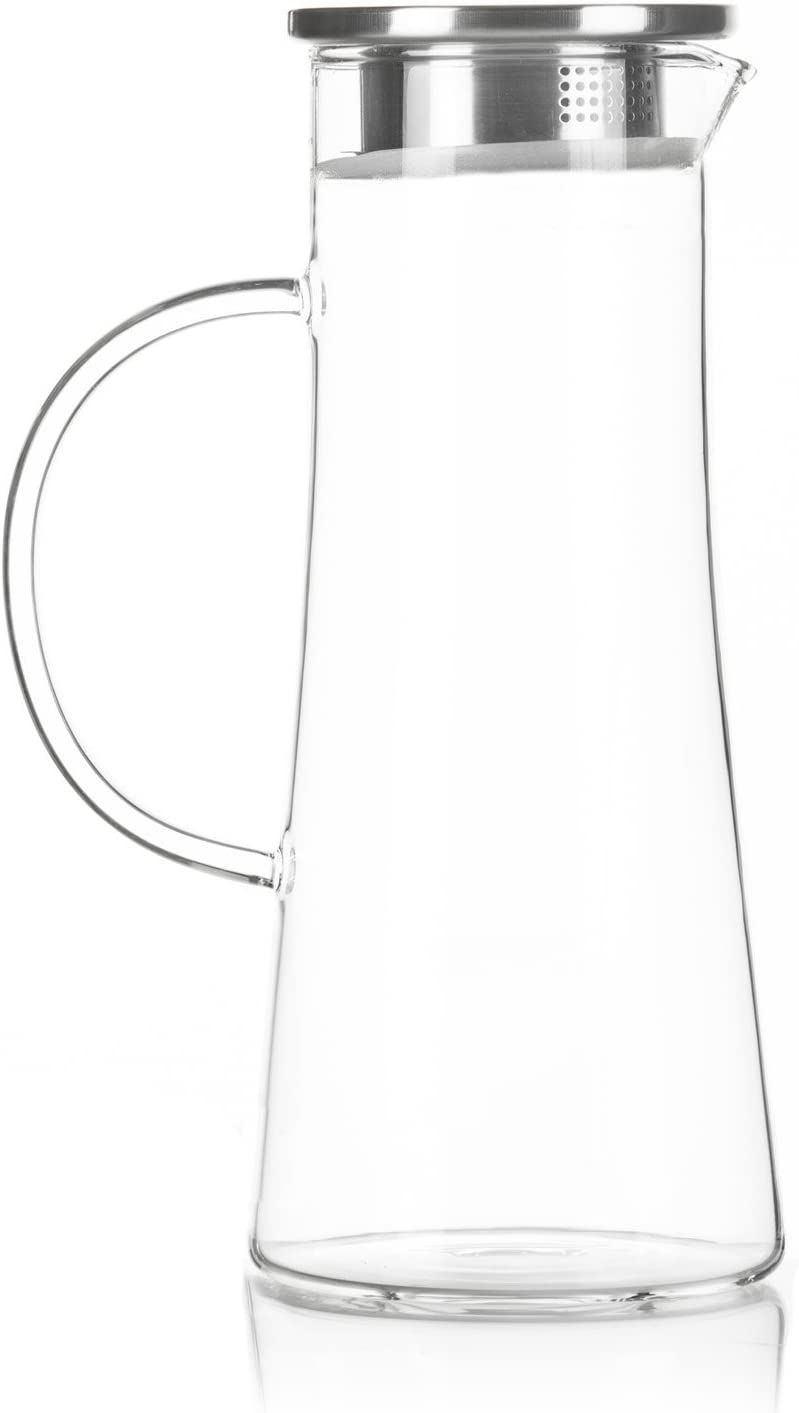 Glass Water Jug With Steel Lid ( 1.3LTR)