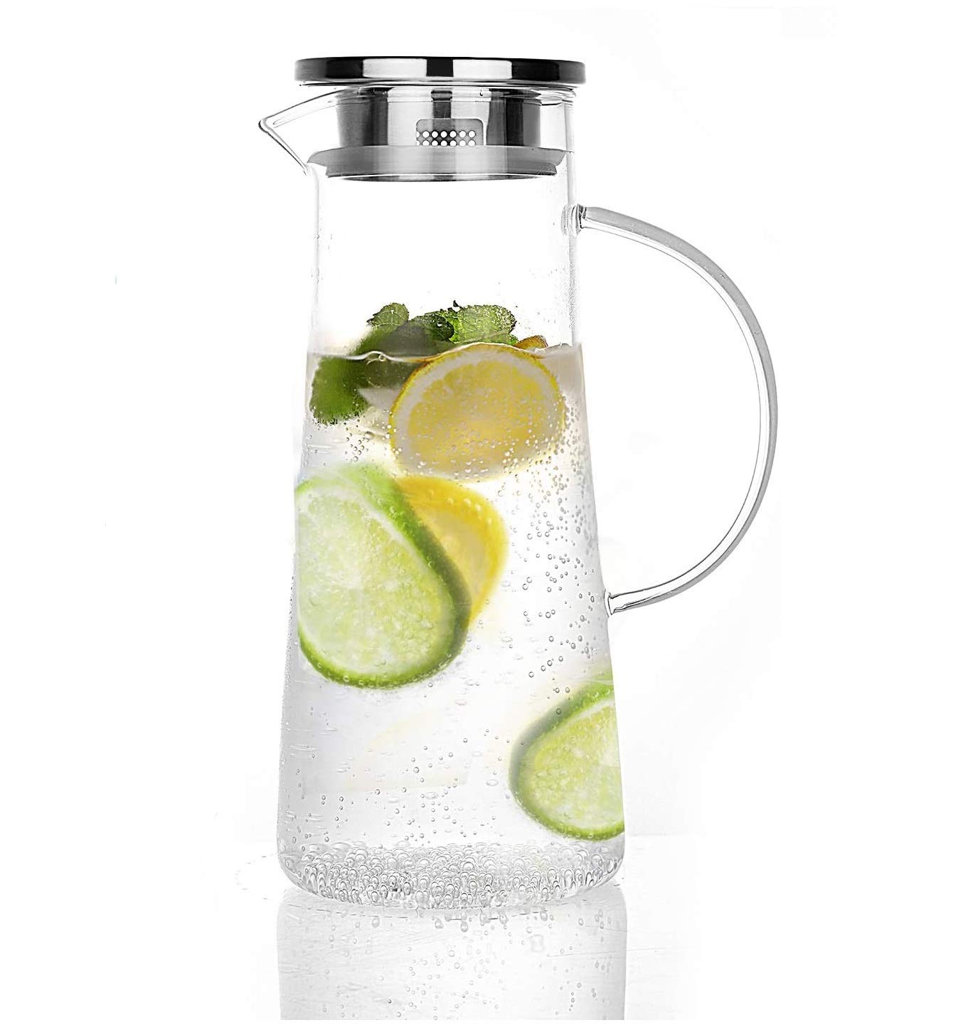 Glass Water Jug With Steel Lid ( 1.3LTR)