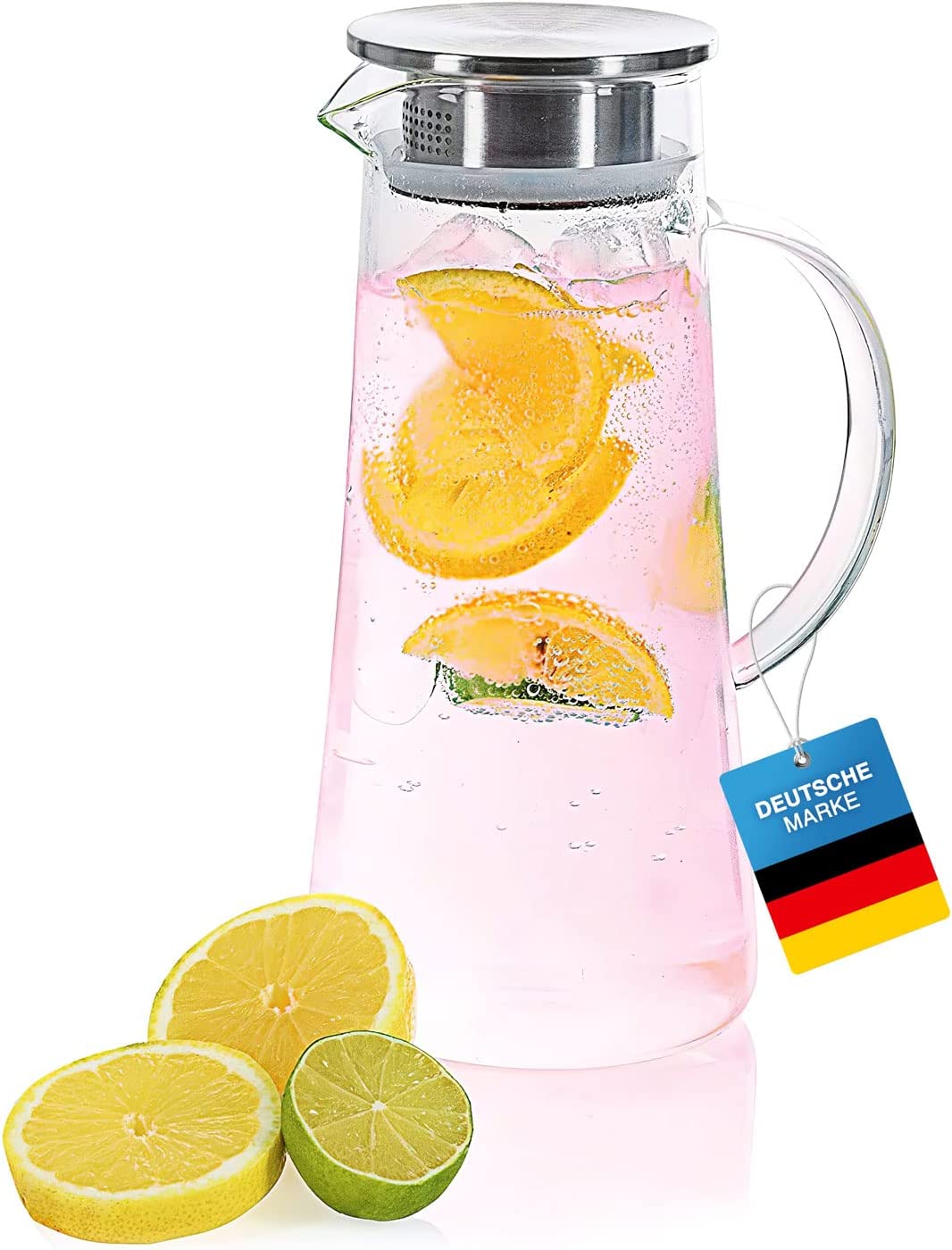 Glass Water Jug With Steel Lid ( 1.3LTR)