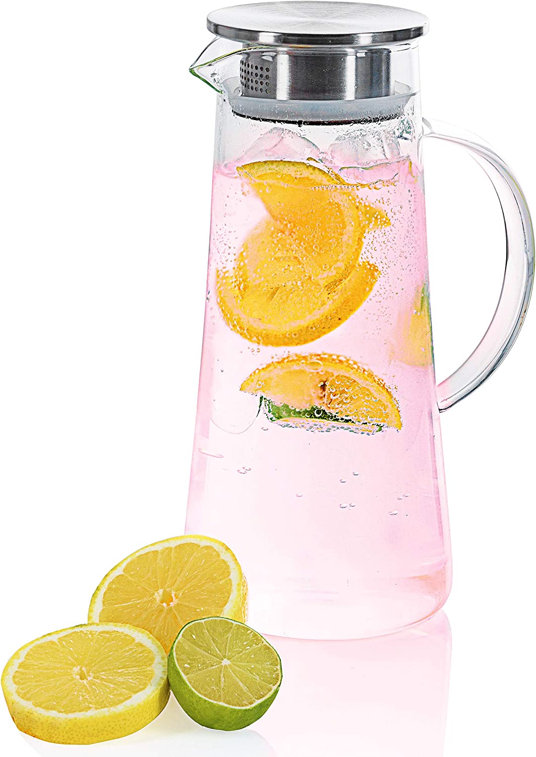 Glass Water Jug With Steel Lid ( 1.3LTR)