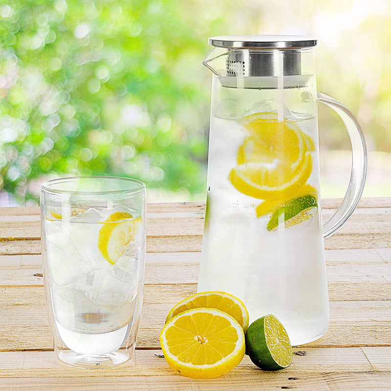 Glass Water Jug With Steel Lid ( 1.3LTR)