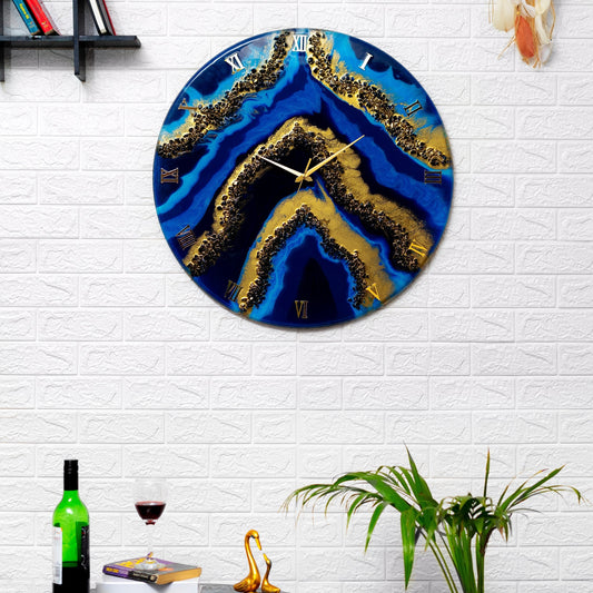 Blue Geode Resin Clock