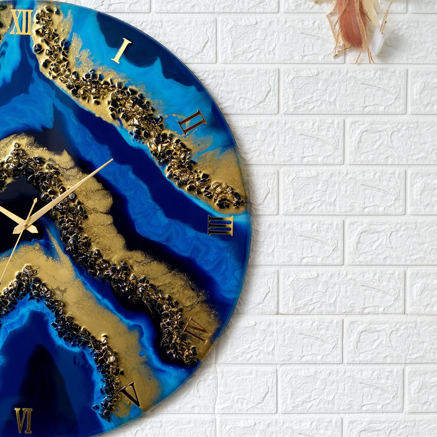 Blue Geode Resin Clock