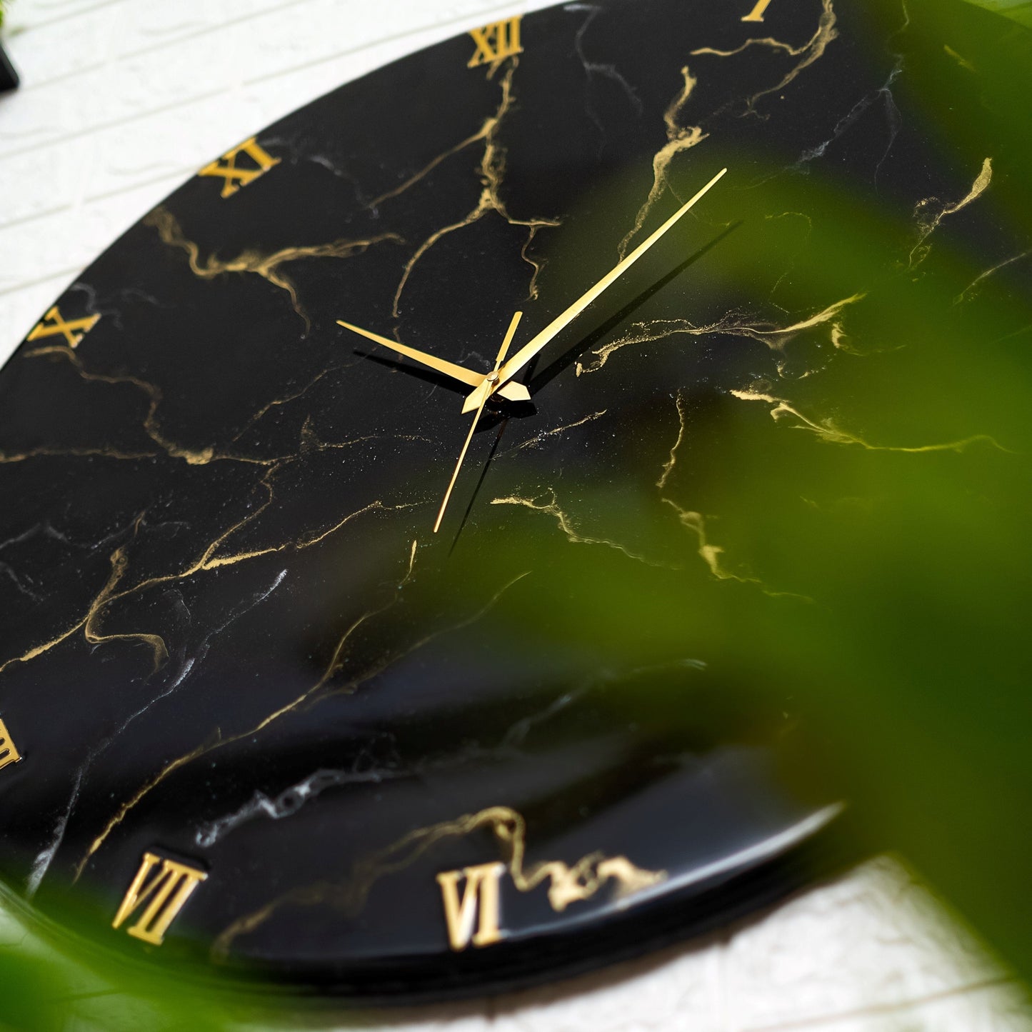 Resin Art Wall Clock - Black Marble Finish Clock