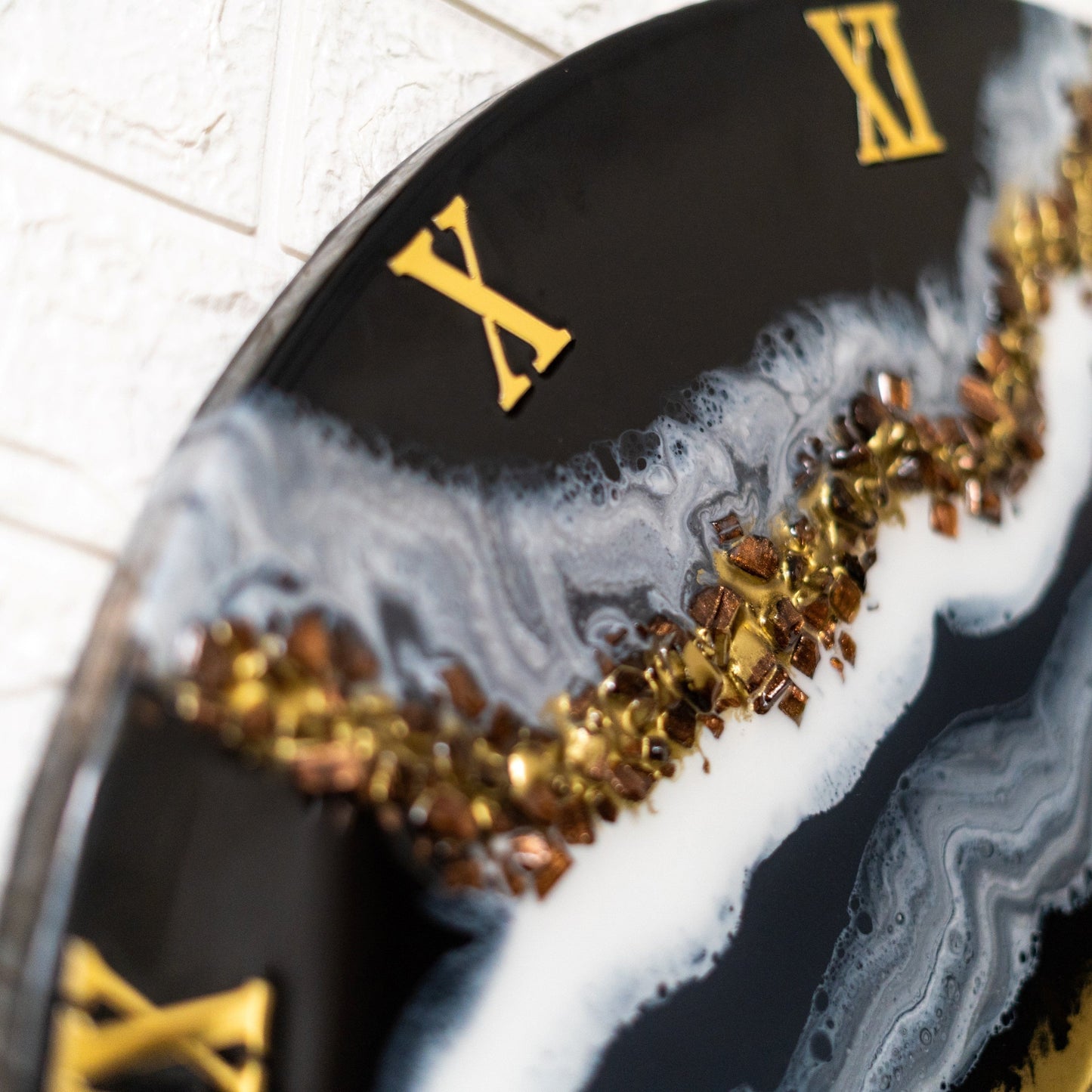 Resin Art Black Geode Clock