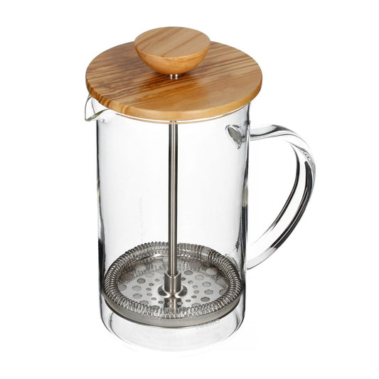 TRANSPARENT GLASS TEAPOT WITH BAMBOO LID (600 ml) (1Pcs)