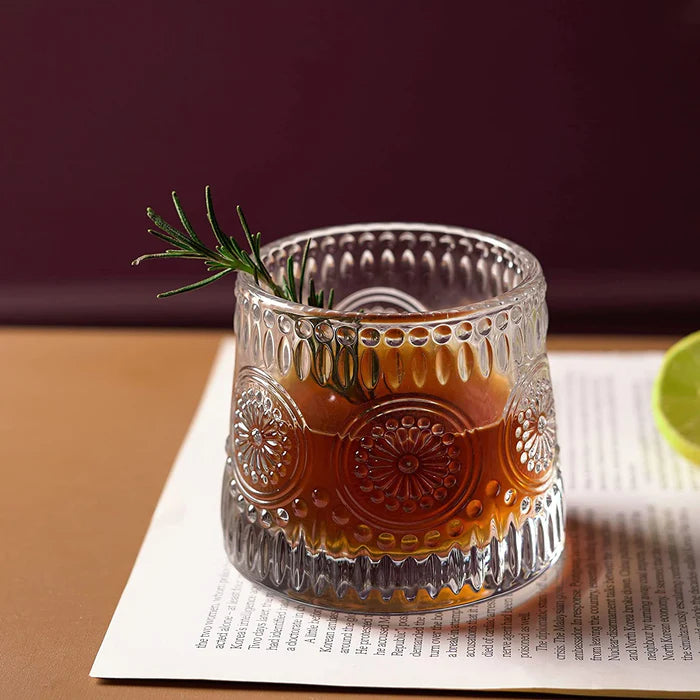 Vintage Embossed Whiskey Glass  160 ML(Pack Of 6)
