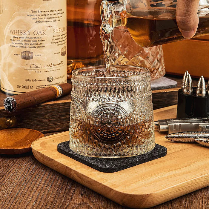 Vintage Embossed Whiskey Glass  160 ML(Pack Of 6)