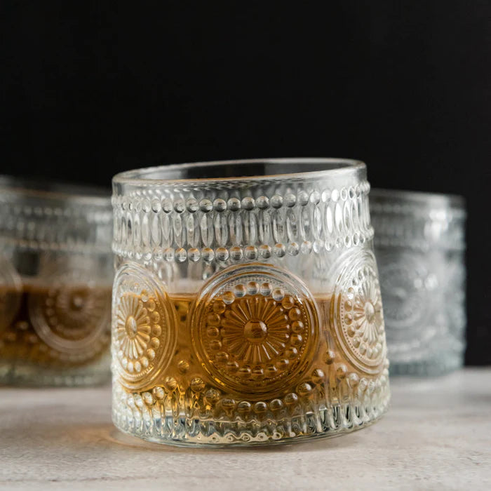 Vintage Embossed Whiskey Glass  160 ML(Pack Of 6)