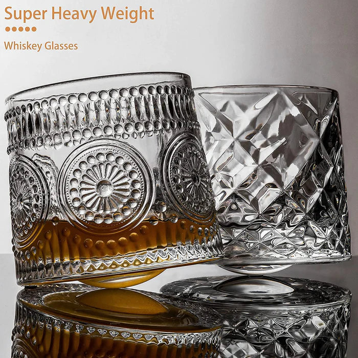 Vintage Embossed Whiskey Glass  160 ML(Pack Of 6)