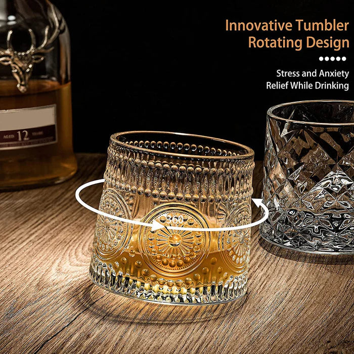 Vintage Embossed Whiskey Glass  160 ML(Pack Of 6)