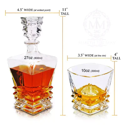 Step Whiskey Set of Decanter (1000ML) & 6 Glasses (300ML)