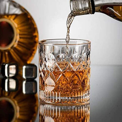 Crystal Dot & Line Whiskey Glasses - 300 ml(Pack Of 6)