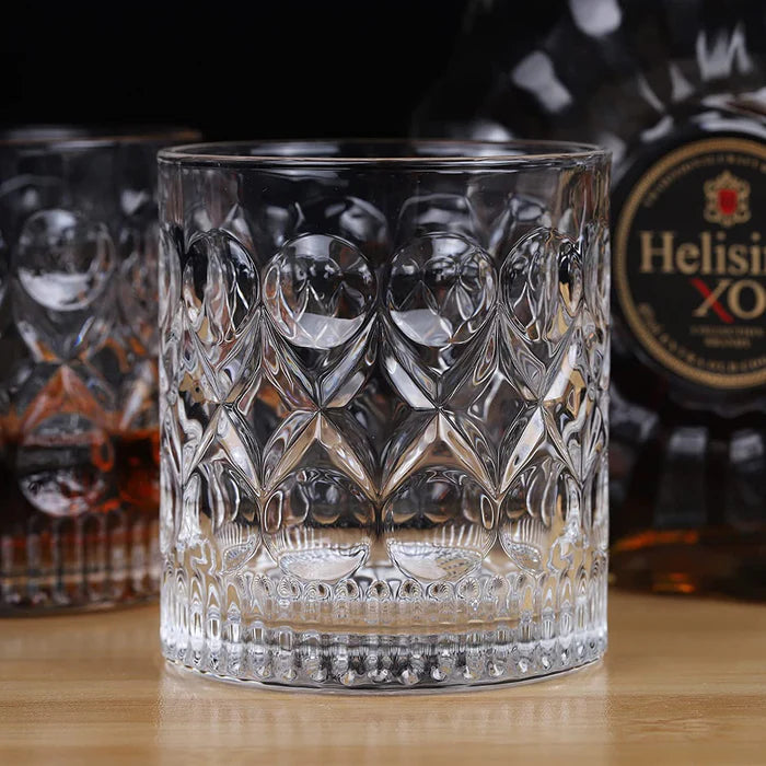 Crystal Dot & Line Whiskey Glasses - 300 ml(Pack Of 6)