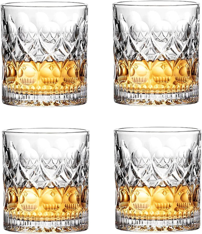 Crystal Dot & Line Whiskey Glasses - 300 ml(Pack Of 6)