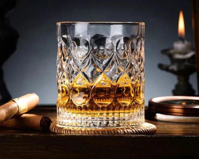 Crystal Dot & Line Whiskey Glasses - 300 ml(Pack Of 6)