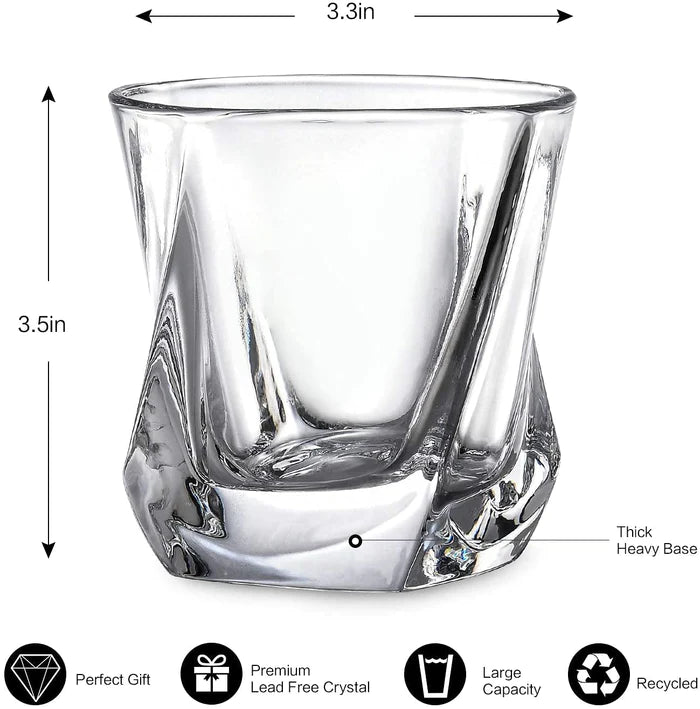 Crystal Sunflower Whiskey Glass - 325 ML(Pack Of 6)