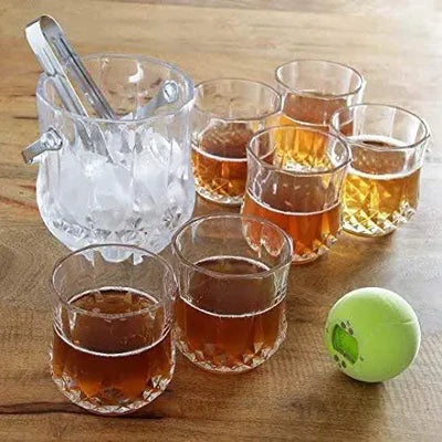 Whiskey Glass with Bucket or Tumbler and ice Handler Set of 7